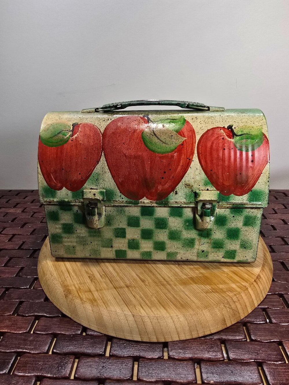 Thermos Vintage Metal Domed Top Lunch Box V Victory Work Miners Pail Handpainted